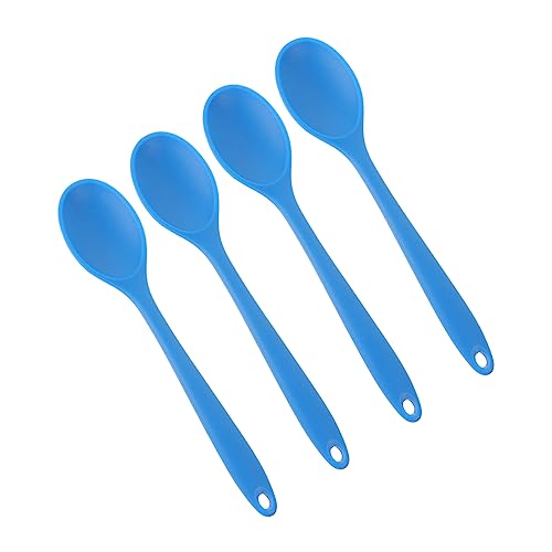 VINTORKY 4 Stück Löffel Aus Silikon Mischen Nicht -stick Geschlitzt Servierlöffel Kochen Wok-löffel Löffel Besteck Klein Und Groß Servierbesteck Kieselgel Blue von VINTORKY