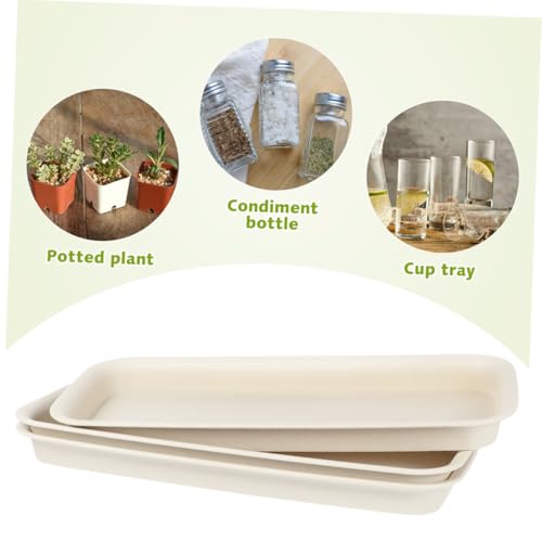 VINTORKY 4 Stück Rechteckige Pflanztabletts aus Robustem wasserdichte Untersetzer für Blumentöpfe Beige Schützt vor Wasseraustritt und Hält und Boden Sauber von VINTORKY