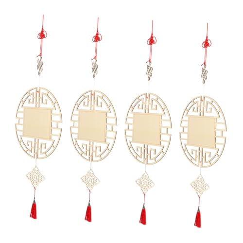 VINTORKY 4 Stück Teiliges Chinesische Deko Holzornamente zum Bemalen Antikes Design Kreative DIY Wanddekoration für Schulflure und Familienaktivitäten Einfache Montage Frühling Festival von VINTORKY