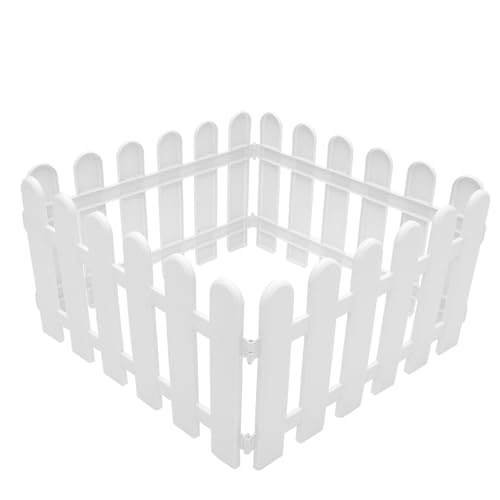 VINTORKY 4 Stück Teiliges Kunststoff Weiß Stabiles Gartenbeet einfassungszaun Ornament Wetterfester Zaun für Balkon Vorgarten und Blumenbeete Einfach Montierbar und Langlebig von VINTORKY