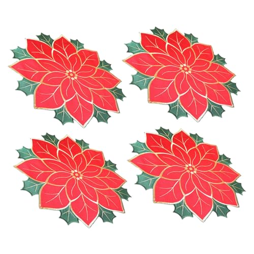VINTORKY Weihnachts-tischsets Weihnachtsstern-tischset Isolierte Tischplattenunterlage Wiederverwendbare Essmatte Modernes Design Tischset-Set von VINTORKY