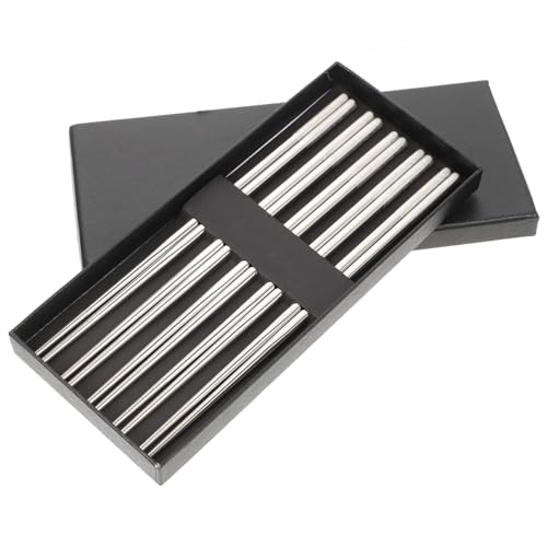 VINTORKY Elegantes 5er-set Essstäbchen Aus Metall Wiederverwendbares Geschirr Aus Edelstahl Für Den Täglichen Gebrauch Asiatisches Abendessen Hot Pot von VINTORKY