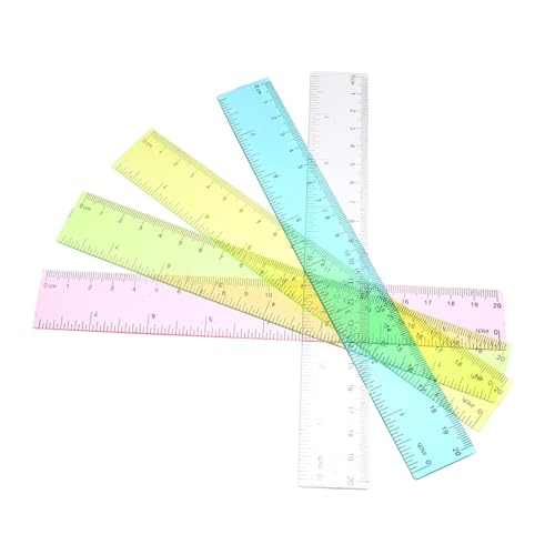 VINTORKY 5 Stück Teiliges Farbiges Kunststoff Lineal Messwerkzeug Transparent für Mathe Schüler Lehrer Vielseitig Leicht Tragbar für Schule Büro Kunst Design VINTORKY 5 Stück Teiliges Farbiges Kunststoff Lineal Messwerkzeug Transparent für Mathe Schüler Lehrer Vielseitig Leicht Tragbar für Schule Büro Kunst Design von VINTORKY