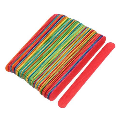 VINTORKY 50 Stück Teiliges Bunte Jumbo Eisstiele aus Holz Dicke und Bastelhölzer für DIY Kunstprojekte Robust und Farbenfroh für Schule und Familie von VINTORKY