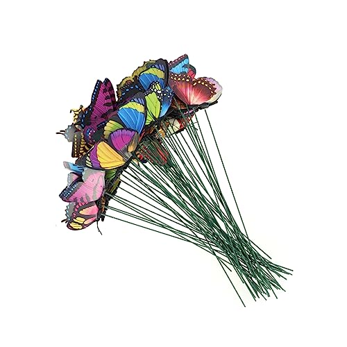 VINTORKY 50-Teiliges Set Stock künstliche blüten Artificial eisendraht gartendeko Gartenpfahl für zu Hause Garten Schmetterling Wiesendekor einzelne Schicht schmücken Kolben 3D von VINTORKY