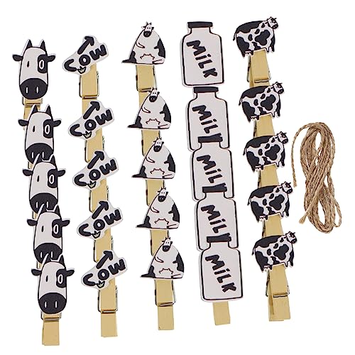 VINTORKY 5packungen Holz-fotoklammern Hängende Memo-Clips Aus Holz Dekorative Bildclips Mit Seil Zum Aufhängen DIY-Clips Für Fotos Und Notizen von VINTORKY