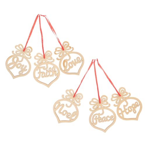 VINTORKY 6 Stück Teiliges Weihnachts Holz mit Englischen Buchstaben Glatte Oberfläche DIY Holzscheiben für Kreative Bastelarbeiten Vielseitige Holzanhänger für Weihnachtsdeko und von VINTORKY