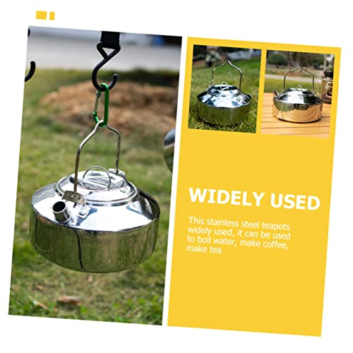 VINTORKY Edelstahl Camping Wasserkocher Stovetop Kessel Tragbar Multifunktional für Tee Kaffee Outdoor Kochen mit Komfortgriff und Ausguss Rostfrei und Robust für Wandern Angeln Picknick von VINTORKY