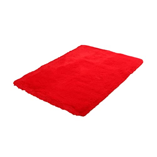 VINTORKY Hochflor Teppich für Wohnzimmer und Schlafzimmer Rutschfester Weicher Spielteppich für Eleganter Roter Designbodenbelag für Zuhause von VINTORKY