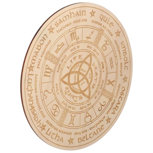 VINTORKY Holz Altarbrett Ritualornament Decor für Psychische Zeremonien Dekoratives Altarbrett Rundes Holz Tragbar und Platzsparend von VINTORKY