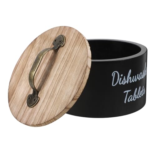 VINTORKY Holz Waschmittel Aufbewahrungsbox mit Deckel Langlebiger Organizer für Spülmaschinentabs Rustikales Design für Moderne und Traditionelle Küchen Praktischer Behälter für von VINTORKY