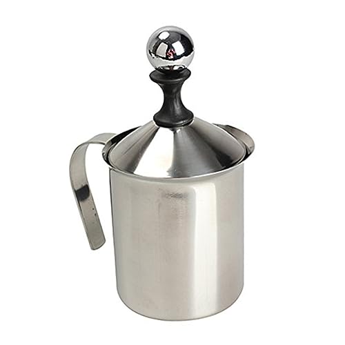 VINTORKY Manueller Milchaufschäumer aus mit Doppeltem Mesh für Schaumige Milch Latte Art und Cappuccino Hitzebeständiger Griff für Kaffeeliebhaber von VINTORKY