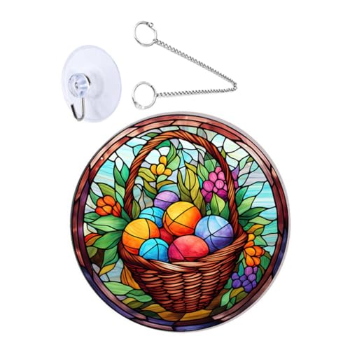 VINTORKY Osterschmuck Acryl-Fenster-Wandkunst Buntglas-Sonnenfänger- Buntglasscheiben Geschirr Ostern austecherformen Ostern Haushalt Ornament hängendes Fenster das Schild schmücken von VINTORKY