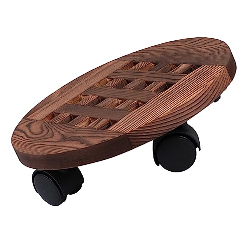 VINTORKY Pflanzgefäß Roller Quadratischer Blumentopf Wagen Holz Holzdekorationen Beweglicher Topf Wagen Pflanztablett Für Den Innenbereich Runder Rollender Pflanzgefäß Ständer von VINTORKY