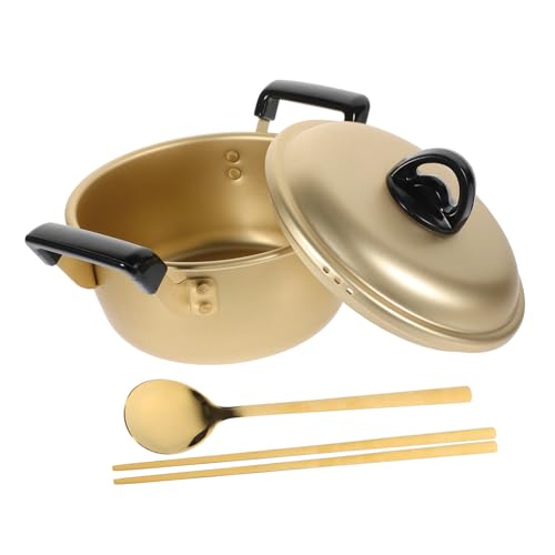 VINTORKY Ramen Nudeltopf Goldenem Besteck Instant Nudelkocher für Suppen und Eintöpfe Praktischer Kleiner Topf mit Sicherem Griff von VINTORKY