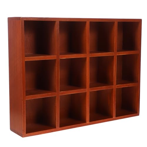 VINTORKY Rustikales Wandregal aus Holz mit Fächern Stabiles Ausstellungsregal für Figuren Display Rack Platzsparend und Elegant für Sammler von VINTORKY