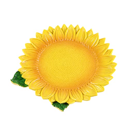 VINTORKY Serviertablett health wellness nuttig Platte Keramiktablett Essenstablett Dessert-Tablett Schmucktablett Lebensmittel Sonnenblume Snack Kranz Teller mit getrockneten Früchten von VINTORKY