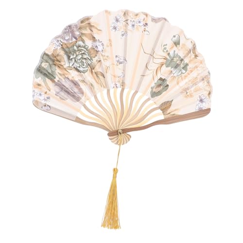 VINTORKY Vintage Faltfächer Handventilator mit Muschel Muster Chinesischer Stil Tanz und Dekofächer Kompakt Leicht zu Tragen Eleganter Damenfächer für Bühne und Zuhause von VINTORKY