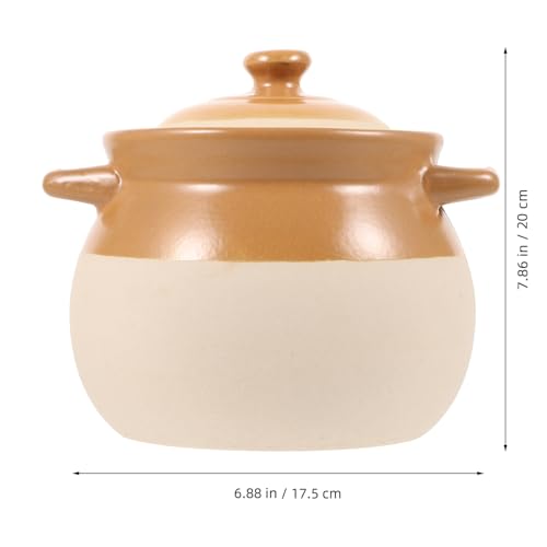 VINTORKY Vintage Keramik Suppentopf Robuster Kochtopf mit Griff für Suppe Nudeln Eintöpfe Einfach zu Reinigen und Sicher der Anwendung Küchenutensil für Zuhause von VINTORKY