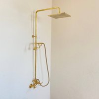 Unlackiertes Messing Regenduschsystem - Erhöhen Sie Ihr Tägliches Ritual, Massiver Duschkopf Mit Handheld Unlackiertes Messing Regenduschsystem - Erhöhen Sie Ihr Tägliches Ritual, Massiver Duschkopf Mit Handheld von VINTOUCHFIXTURES