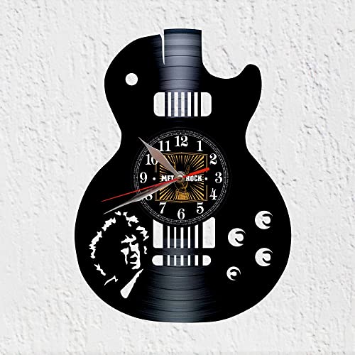 Schallplattenuhr aus Vinyl Viny Woody Form Elektrische Gitarre, große Uhr, Musik, Blues Rock, Vinyl-Disco-Uhr, Wanddekoration, originelles Geschenk von VINY WOODY