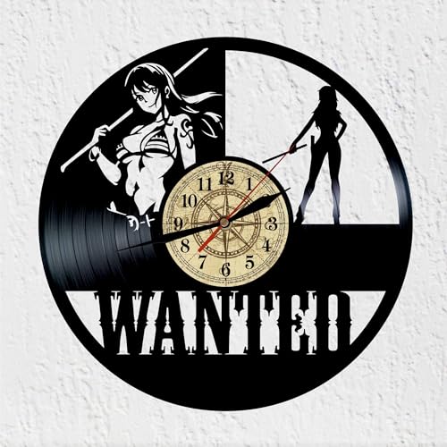 VINY WOODY Pirat Seefahrer des blauen Meeres Wanduhr Vinyl Schallplatte Wanted Nami Wanddekoration Original Geschenk von VINY WOODY