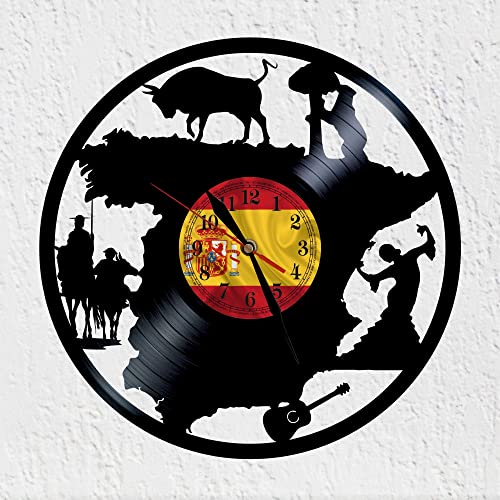 VINY WOODY Schallplattenuhr aus Vinyl mit spanischen Motiven von VINY WOODY