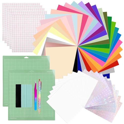 VINYL FROG 60PCS Zubehörpaket für Cricut Maker und All Explore Air, ultimative Werkzeuge mit permanent klebendem Vinyl, bedruckbarem Vinyl-Stickerpapier, Schneidematte, Entgitterungswerkzeug, Schaber VINYL FROG 60PCS Zubehörpaket für Cricut Maker und All Explore Air, ultimative Werkzeuge mit permanent klebendem Vinyl, bedruckbarem Vinyl-Stickerpapier, Schneidematte, Entgitterungswerkzeug, Schaber von VINYL FROG