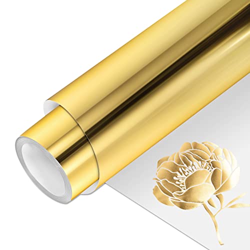 VINYL FROG Folie Wärmetransfer Vinyl Metallic Chrom HTV Vinyl Gold zum Aufbügeln 30,5 cm x 3 m für Kleidersack-Dekoration und andere Stoffe von VINYL FROG