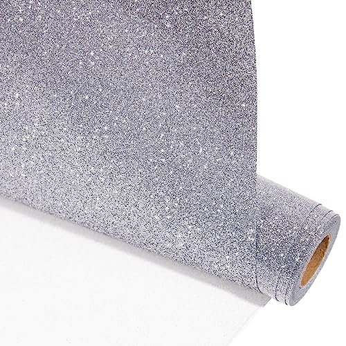 VINYL FROG Glitzer Plotterfolie Textil Silber Heat Transfer Vinyl 25 cm x 1,55 m Glitter HTV Vinyl Transferfolie Plotter Flexfolie zum Aufbügeln für T-Shirts oder andere Stoffe von VINYL FROG