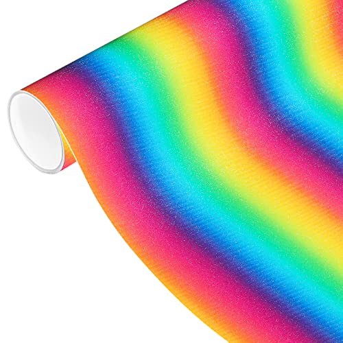 VINYL FROG Glitzernder Plotterfolie Vinylrolle Regenbogen Vinylfolie Plotter 30,5x155cm Selbstklebende Folie für DIY-Geschenke, Tasse, Fenster, Keramik, Kunststoff von VINYL FROG