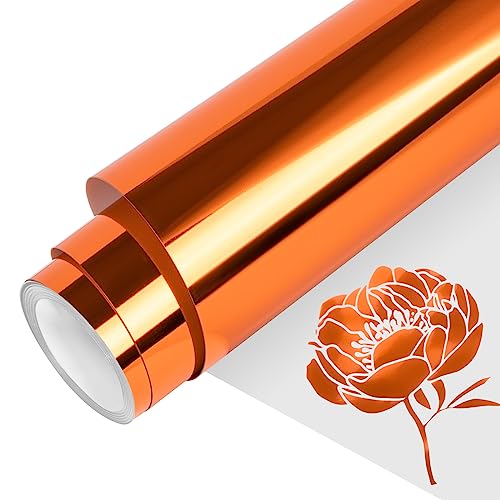 VINYL FROG HTV-Vinyl-Rolle, Metallic-Folie, 30,5 x 1,5 m, Orange Chrom, Wärmetransfer-Vinyl, zum Aufbügeln, einfach zu schneiden und zu entgitten, DIY Heat Press Design für T-Shirts, VF-HTV14-OR von VINYL FROG