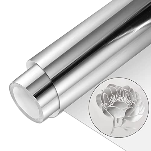 VINYL FROG HTV Vinyl-Rolle 30,5 x 155 cm Silber Wärmetransfer Vinyl, Metallisch Chrom zum Aufbügeln auf Vinyl, leicht zu schneiden und zu Unkraut, DIY, Hitzepresse, Design für T-Shirts von VINYL FROG