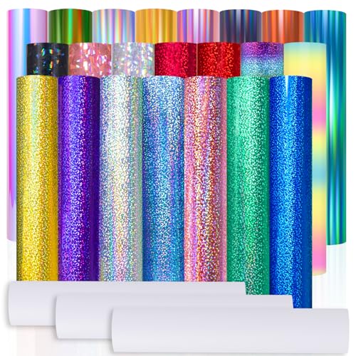 VINYL FROG Holographische Permanent Vinyl Bundle 25 Pack Regenbogen Permanent Adhesive Vinyl Blätter 22 Assorted Colors Selbstklebendes Vinyl mit 3 Transfer Tape für DIY Deko Aufkleber Projekte VINYL FROG Holographische Permanent Vinyl Bundle 25 Pack Regenbogen Permanent Adhesive Vinyl Blätter 22 Assorted Colors Selbstklebendes Vinyl mit 3 Transfer Tape für DIY Deko Aufkleber Projekte von VINYL FROG
