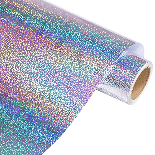 VINYL FROG Holographische Sparkle Adhesive Permanent Vinyl Silber selbstklebendes Vinyl 12'' x 6ft Glitter Handwerk Vinyl Rolle für DIY Dekor von VINYL FROG