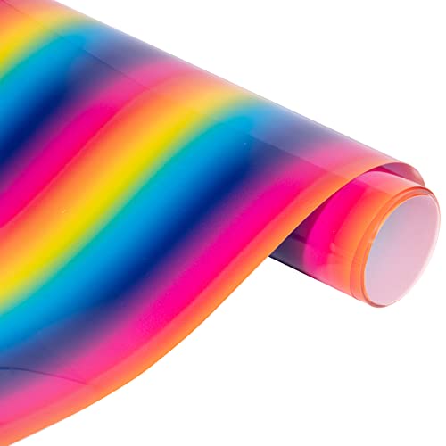 VINYL FROG Regenbogen-Wärmetransfer-Vinyl, 30,5 x 1,8 m, gemustert, zum Aufbügeln, Vinyl für T-Shirts, Wärmepresse, Dekoration/Bastelprojekte (Regenbogenspektrum 01) von VINYL FROG