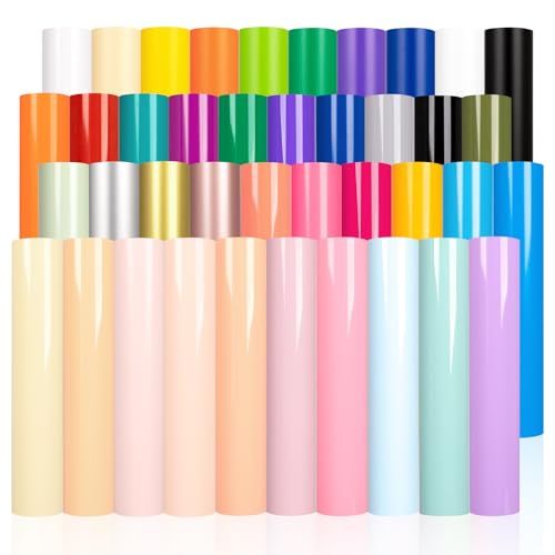 VINYL FROG Vinylfolie Plotter Bundle 40 Stück Plotterfolie Vinyl Blätter 30,5x30,5cm Plotterfolie Selbstklebend für Party Dekoration, Aufkleber, DIY Becher von VINYL FROG