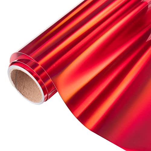 VINYL FROG Vinylfolie zum Aufbügeln, 30,5 x 152,4 cm, Hologramm, Rot, HTV-Rolle für DIY-Kleidung von VINYL FROG