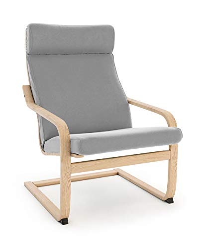 Vinylla Ersatzbezug für Sessel von Ikea Poang (Kissen Design 3, Samt, Grau) von VINYLLA