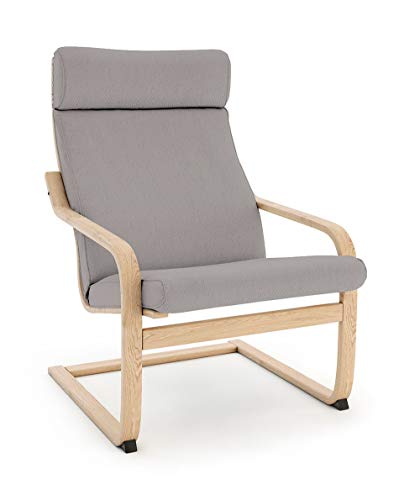 Vinylla Sessel Ersatzbezug für Ikea Poang Stuhl (Kissen Design 3, Baumwolle - Grau) von VINYLLA