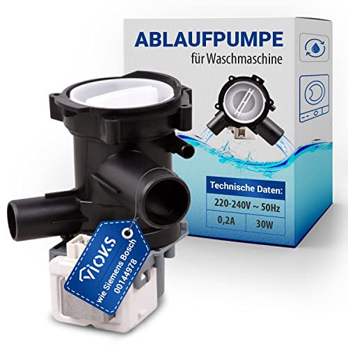 VIOKS Ablaufpumpe Laugenpumpe 30 W Ersatz für Bosch Pumpe 00144978 00145787 Waschmaschine Ablauf Pumpe mit Pumpenkopf & Sieb passend für Bosch Maxx 7 Varioperfect, Avantixx/Siemens IQ300, IQ500 von VIOKS