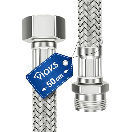 VIOKS Flexschlauch 1/2 Zoll (19,3mm) AG x ÜM 50 cm & Wasserschlauch Flexibel Anschlussschlauch Trinkwasserschlauch Verbindungsschlauch für WC Spülkasten Wasserhahn Waschtisch Küchenarmatur Bad VIOKS Flexschlauch 1/2 Zoll (19,3mm) AG x ÜM 50 cm & Wasserschlauch Flexibel Anschlussschlauch Trinkwasserschlauch Verbindungsschlauch für WC Spülkasten Wasserhahn Waschtisch Küchenarmatur Bad von VIOKS
