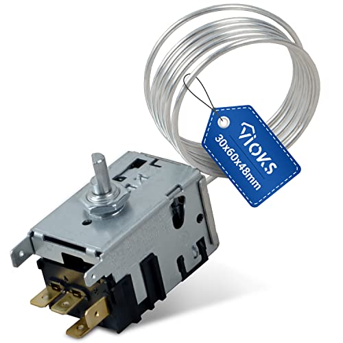 VIOKS Kühlschrank Thermostat 4x6,3mm AMP Ersatz für Ranco K59H1300 Liebherr 6151086 Miеle 1513061 Gorenje 596279 Dаnfoss Thermostat 077B6738 - Kühlthermostat Temperaturregler für Gefrierschrank von VIOKS