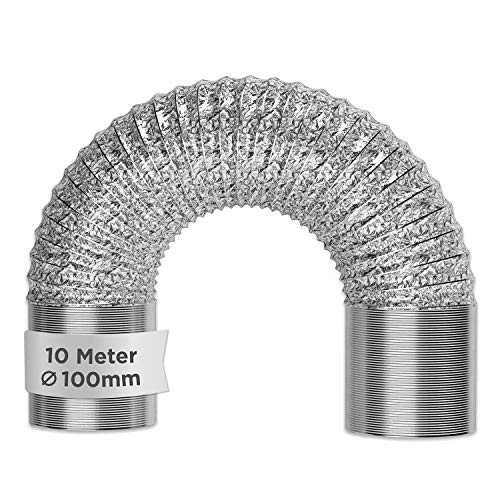 VIOKS 10m Alu Flexrohr 100mm Schlauch für 100erR Luftführungssysteme - Abluftschlauch Klimagerät 10m / Trockner Schlauch 100mm / Abluftrohr Dunstabzugshaube/Klima Rohr Flexibel von VIOKS