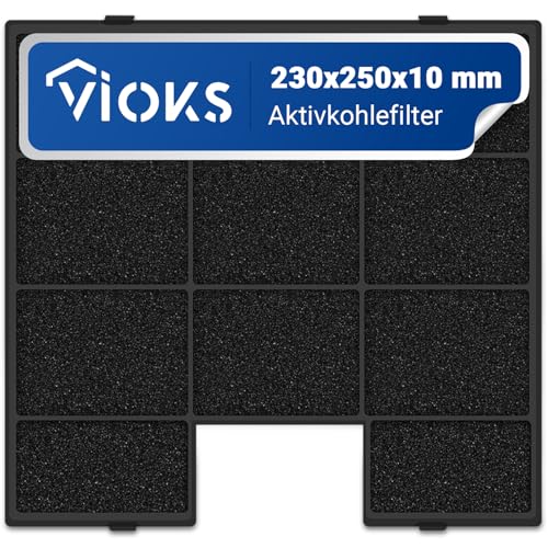 VIOKS 1x Aktivkohlefilter Dunstabzugshaube 230x250x10mm Ersatz für Amica FWK-250 Dunstabzug Filter - Kohlefilter Dunstabzugshaube Abzugshaube Filter Aktivkohle für KF 17142 Amica Dunstabzugshaube von VIOKS