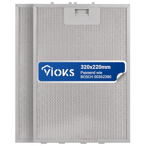 VIOKS 2x Metallfettfilter Dunstabzugshaube 320x220mm Ersatz für Bosch 00362380 00351190 Fett Filter Dunstabzugshaube Metallfilter - Dunstabzug Filter mit einseitiger Entriegelung von VIOKS