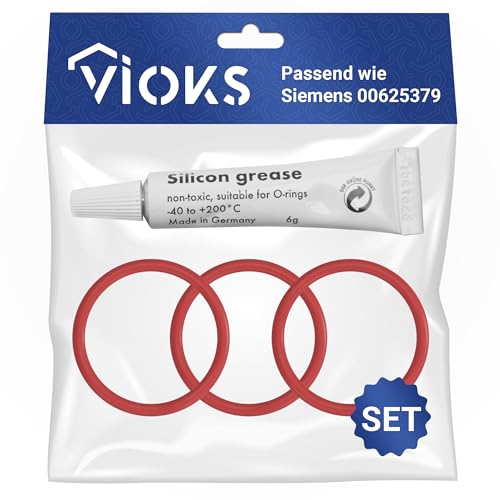 VIOKS 3x O Ring Dichtung Ø 46mm / 38mm + 1x Silikonfett Ersatz für Siеmens 00625379 Dichtung für Brühgruppe in Kaffeemaschine - Siеmens EQ6 Plus S700 Ersatzteile & Zubehör von VIOKS