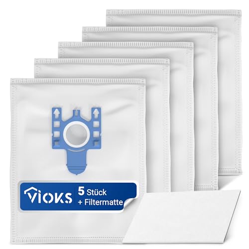VIOKS 5X Staubsauger Beutel Ersatz für Miеle Staubsaugerbeutel 9917730 + 1x Filtermatte passend für S 8340 Miеle Staubsaugеr & Ersatz für Miеlе GN Staubsaugеrbeutel von VIOKS