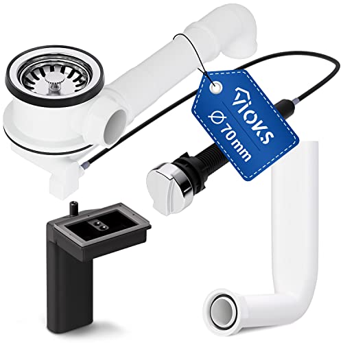 VIOKS Ablaufgarnitur Spüle mit Siebkorbventil 70 mm - Excenter Ablaufgarnitur Spülbecken, Siebkorb Excenterventil Abtropf Überlauf Spüle Set VIOKS Ablaufgarnitur Spüle mit Siebkorbventil 70 mm - Excenter Ablaufgarnitur Spülbecken, Siebkorb Excenterventil Abtropf Überlauf Spüle Set von VIOKS