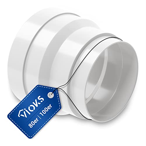VIOKS Abluftschlauch Adapter für PVC Rohr 80 100 - Reduzierstück für Abluftrohr Dunstabzugshaube, Abluftschlauch Verbinder für Absaugschlauch 80mm von VIOKS